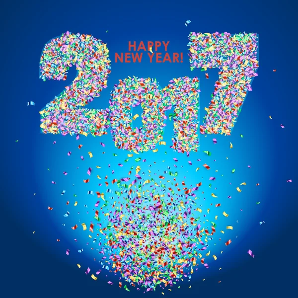 Ano Novo 2017 fundo celebração com confete — Vetor de Stock