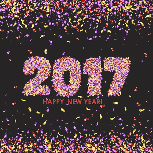 Año Nuevo 2017 fondo de celebración con confeti — Vector de stock