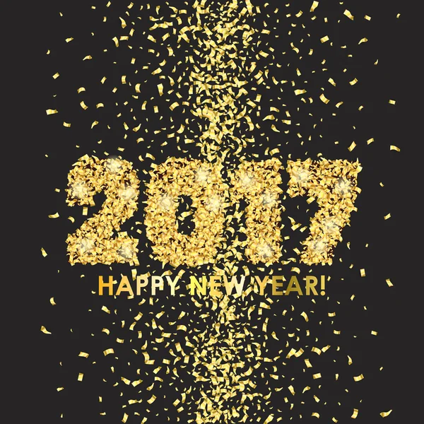 Tło uroczystość nowego roku 2017 z konfetti — Wektor stockowy