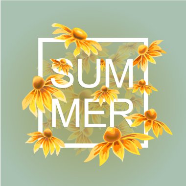 Turuncu ve sarı renkli çiçeklerle yeşil yaprakları çiçek öğeleri