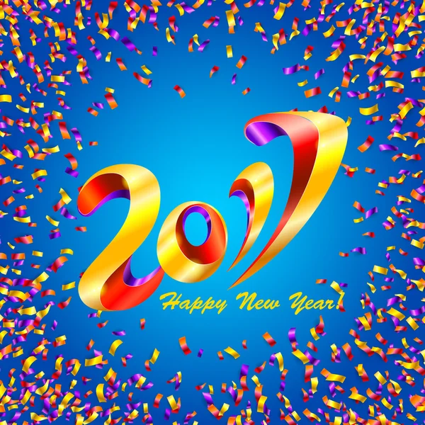 Año Nuevo 2017 fondo de celebración con confeti — Archivo Imágenes Vectoriales