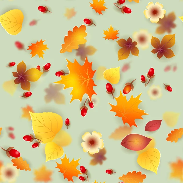 Vector seamless pattern with red and yellow autumn leaves — Stock Vector