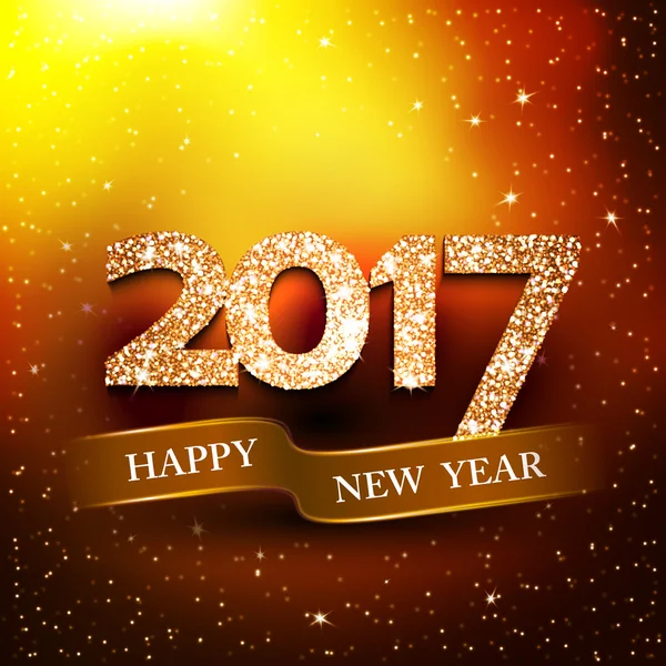 Happy new year 2017 gold background — Stock Vector