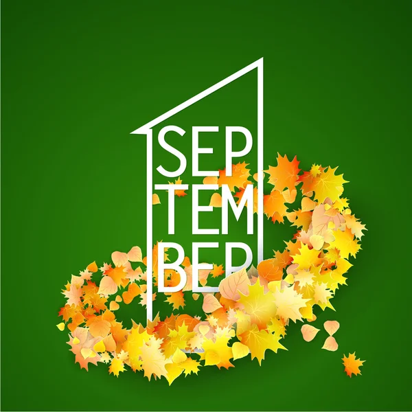 Erster September mit Herbstblättern im Hintergrund — Stockvektor