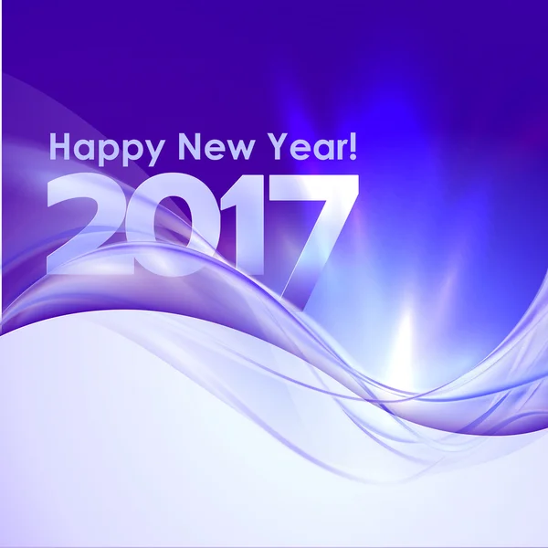 Happy New Year background with blue wave — Stock Vector