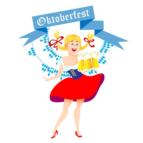 Niedliche Karikatur Oktoberfest Mädchen — Stockvektor