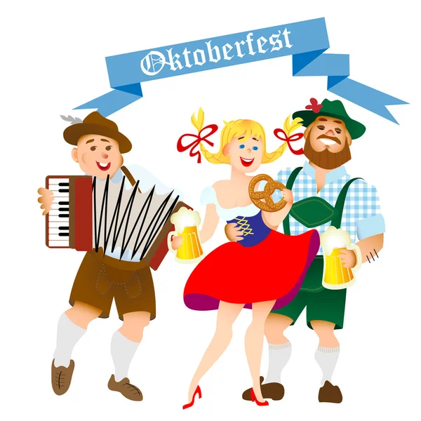 Bavyera erkek ve kadın büyük bir bardak bira ile