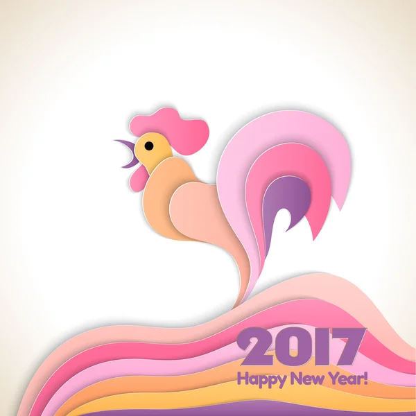 Feliz ano novo fundo com galo, símbolo de 2017 no calendário chinês . — Vetor de Stock