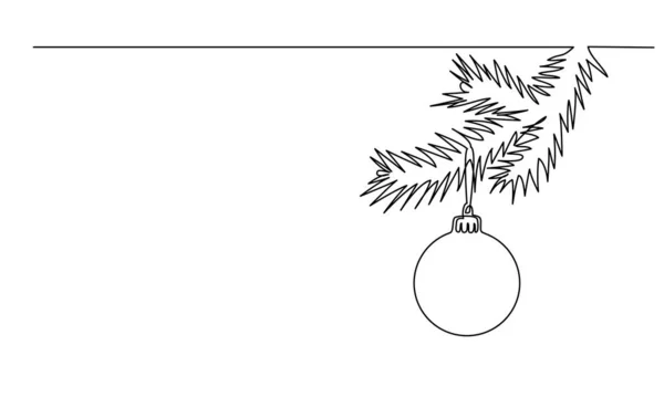Fir Χριστουγεννιάτικο κλαδί δέντρου με διακοσμητική μπάλα. — Διανυσματικό Αρχείο