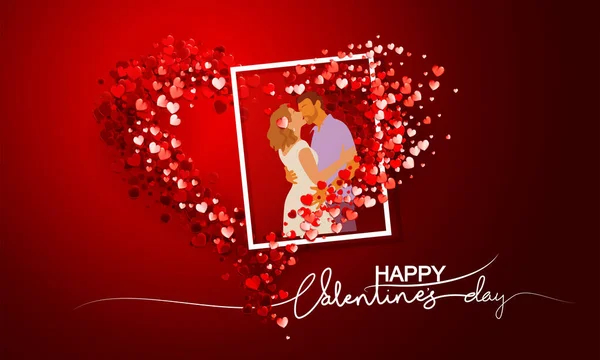 День Святого Валентина листівка. Декоративний червоний фон з великою кількістю сердець валентин — стоковий вектор