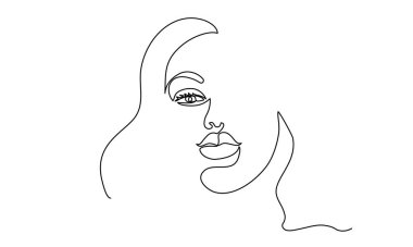 Kadının soyut modern portresi. Tek bir çizgi çiz