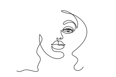 Kadının soyut modern portresi. Tek bir çizgi çiz