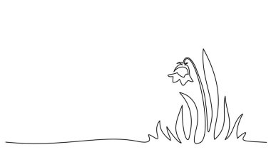 Çimen ve çiçekli soyut çayır çizgisi.