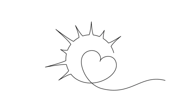 Coeur à l'intérieur signe solaire. Concept d'amour, de compassion et de bonheur — Image vectorielle