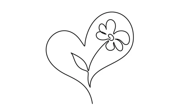 Flor dentro del corazón. Símbolo de amor, cuidado y felicidad — Vector de stock