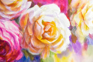 Şakayık ve gül buketi. Sanatsal çizim etüdü.