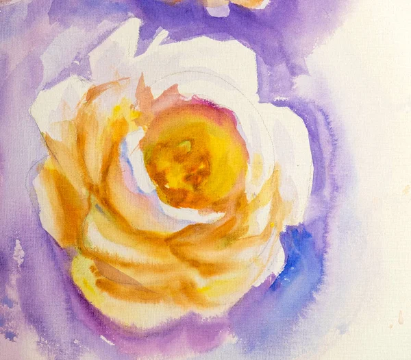 Rosas blancas, bocetos artísticos. Pintura húmeda — Foto de Stock