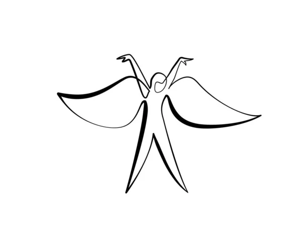 Dançarina de ballet com asas em movimento. Desenho de uma linha. —  Vetores de Stock