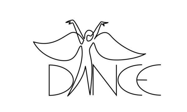 Ballet danseur avec des ailes en mouvement. Un dessin de ligne. — Image vectorielle
