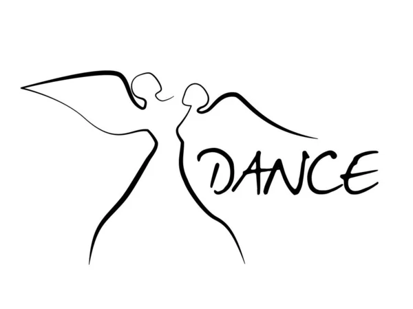 Danseurs de ballet aux ailes en mouvement. Un dessin de ligne. — Image vectorielle