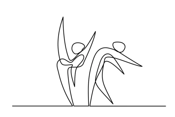 Balletttänzer in Bewegung. Eine Linienzeichnung. — Stockvektor