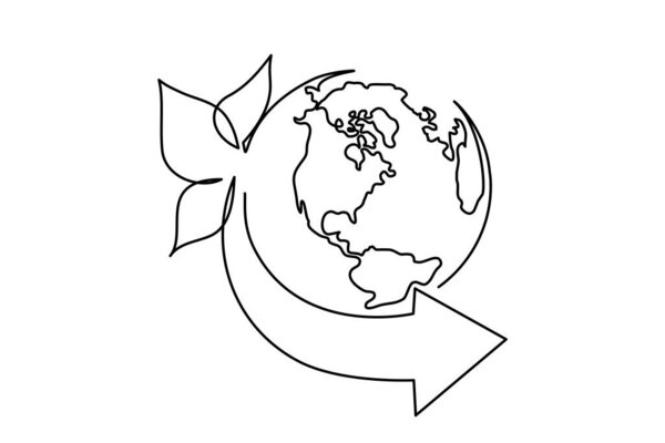 Логотип Всемирного дня окружающей среды с землёй из листьев и стрел.