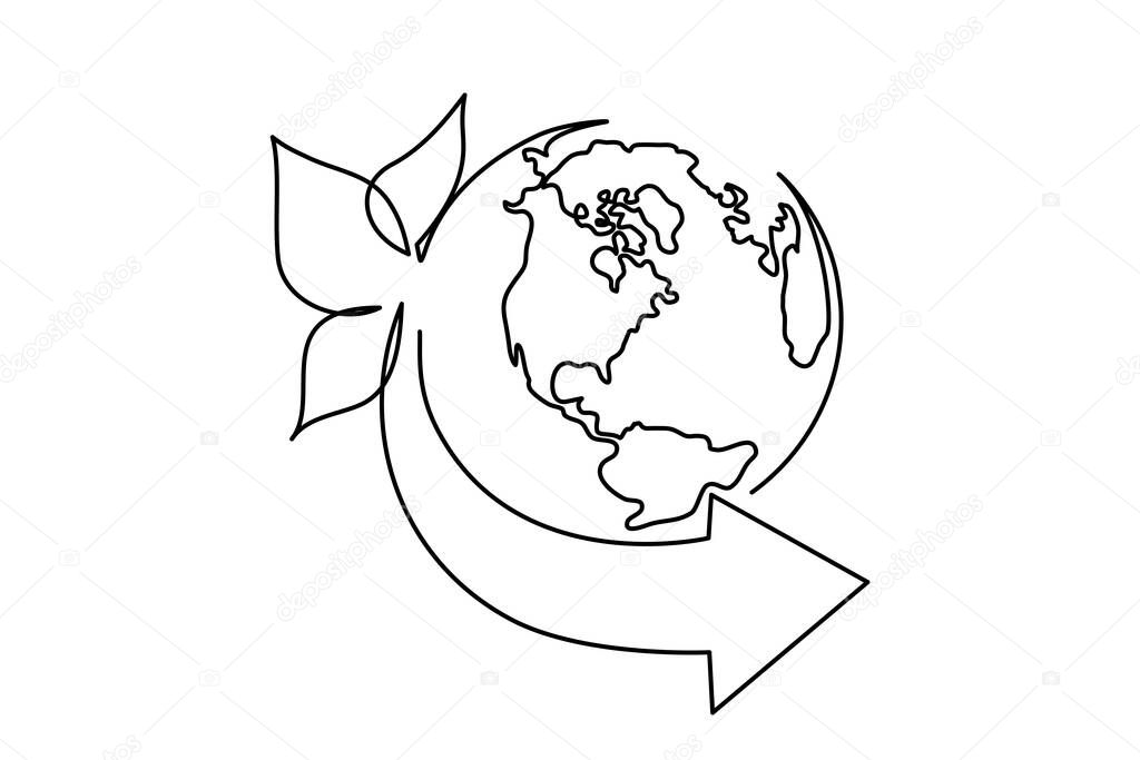 World environment day logo with earth with leaves and arrow.