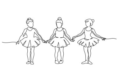 Küçük şirin çocuklar dans elbisesi giymiş bale yapan kızlar..