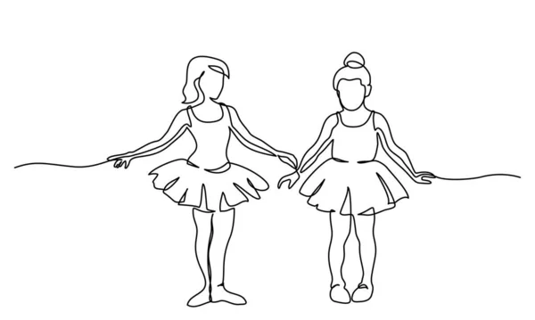 Nice little cute children girls in dance dress dancing ballet. — Stock Vector
