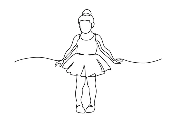 Ωραίο μικρό χαριτωμένο κοριτσάκι με φόρεμα χορού μπαλέτο.. — Διανυσματικό Αρχείο