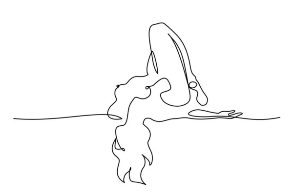 Sketch of naked woman lying. One line drawing — Stock Vector