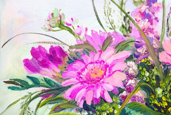 Квіти, картина маслом на полотні — стокове фото