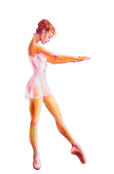 美丽年轻的芭蕾舞演员。油画. — 图库照片