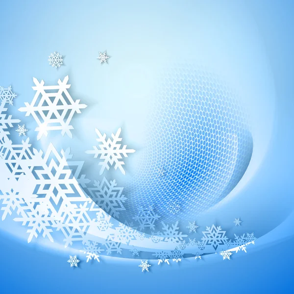 Abstracte blauwe winterachtergrond met sneeuwvlokken — Stockvector