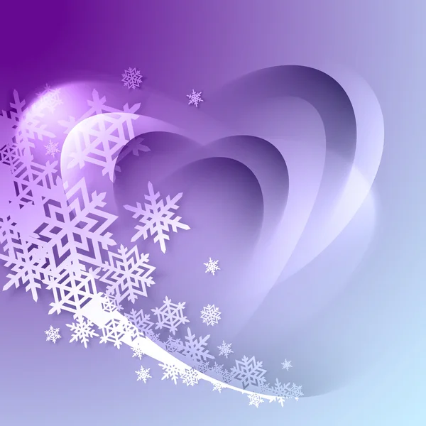 Abstract purple winter background with snowflakes — Stock Vector