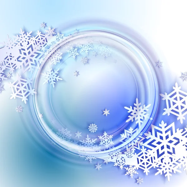 Abstrakt blå vinter bakgrund med snöflingor — Stock vektor