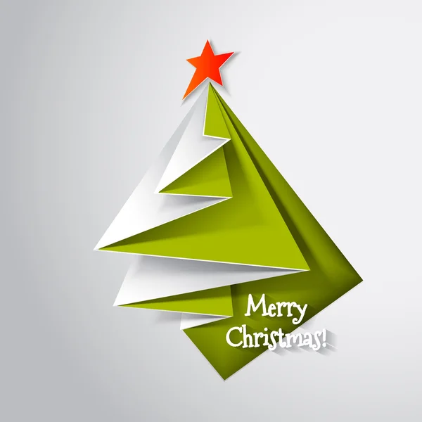 Christmas tree card. Vector origami — Stock Vector