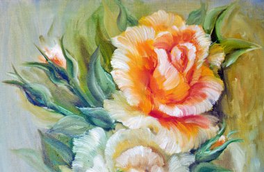 Vinage Beyaz Sarı Gül.