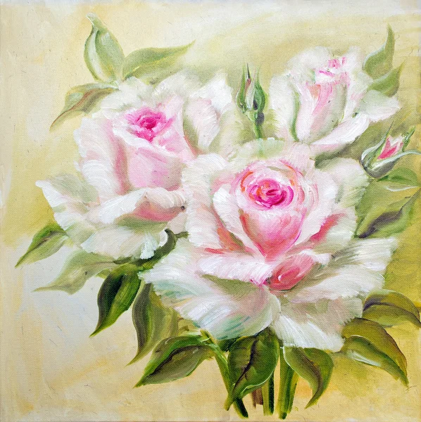 Weinlese weiße rosa Rosen. — Stockfoto