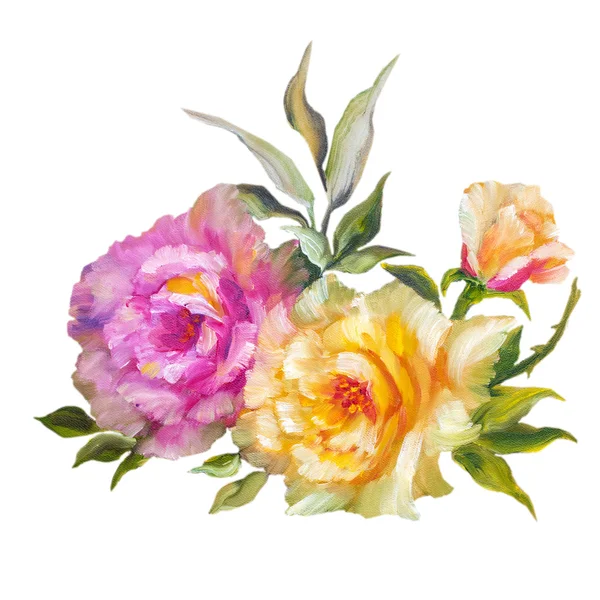 Vinage pink and yellow roses. — Stock Photo, Image