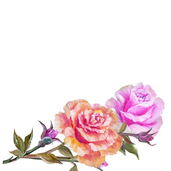Vinage pink and yellow roses. — Stock Photo, Image