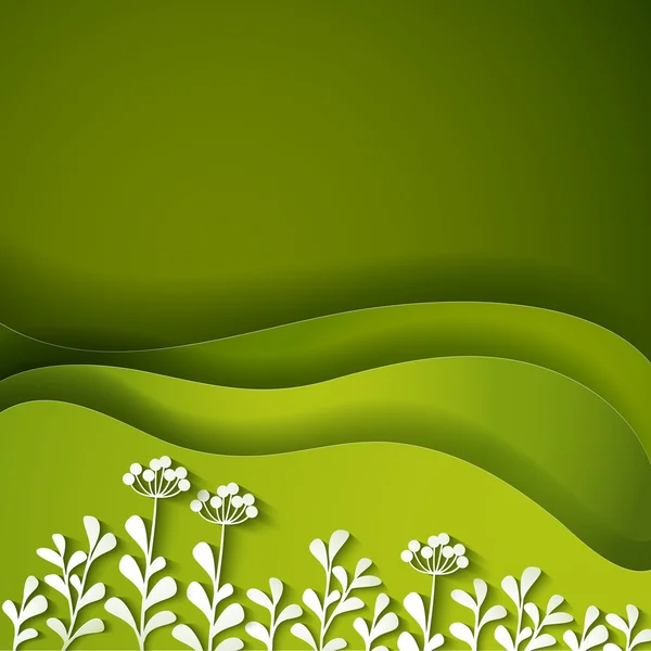 緑色の背景で野生の花 — ストックベクタ