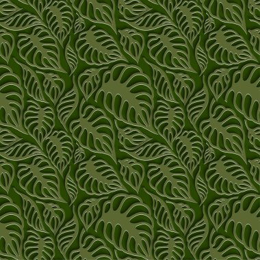 3d Dikişsiz desen arka plan vektör yaprak