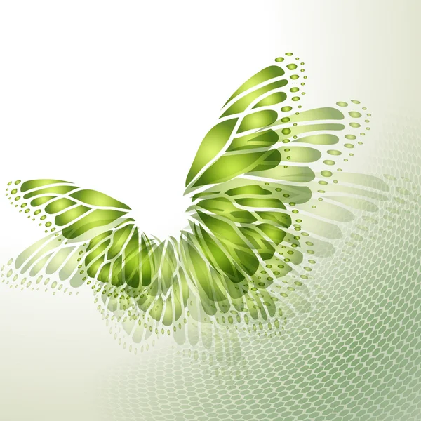 Fundo verde abstrato com borboleta —  Vetores de Stock