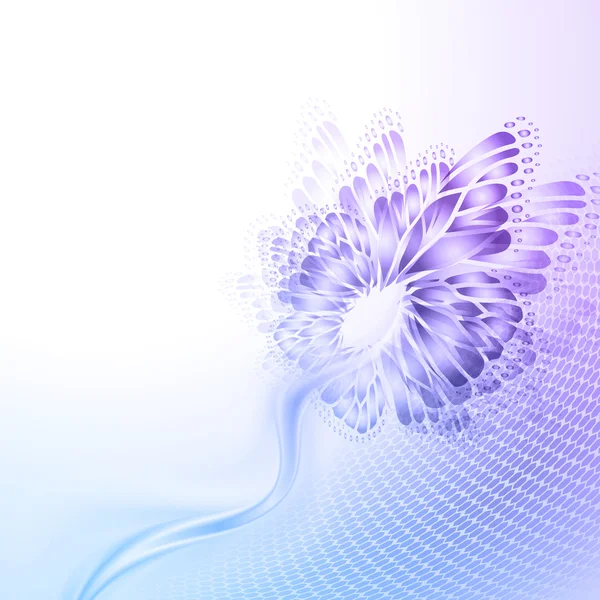 Abstract wave blue purplr background with butterfly — Stock Vector