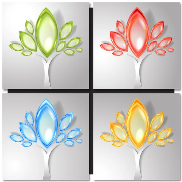 Set of four colorful trees — Stock Vector