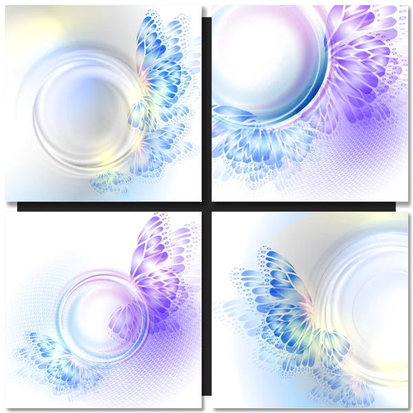 Abstrato onda azul purplr fundo com borboleta —  Vetores de Stock