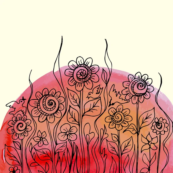 Vektör suluboya boya çiçek tasarım — Stok Vektör