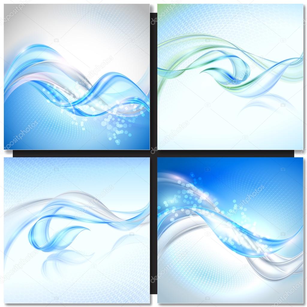 Abstract Blue Wave Background 