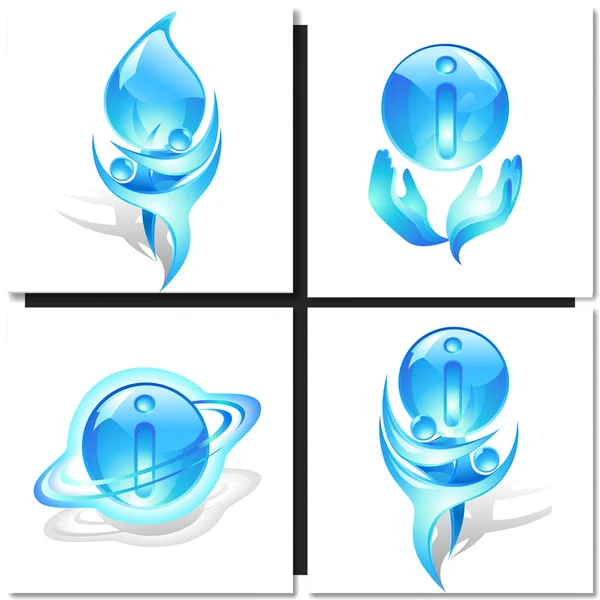 Ikona s modrou tanečníky a míč — Stockový vektor
